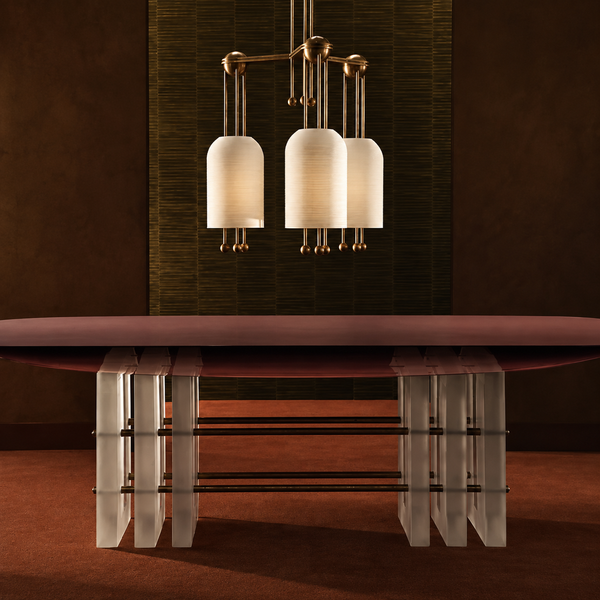 3-Head Ceramic & Brass Linear Chandelier | CLCER3