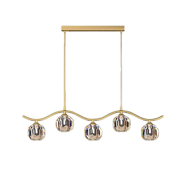 Minimalist Wave Glass Orb Chandelier
