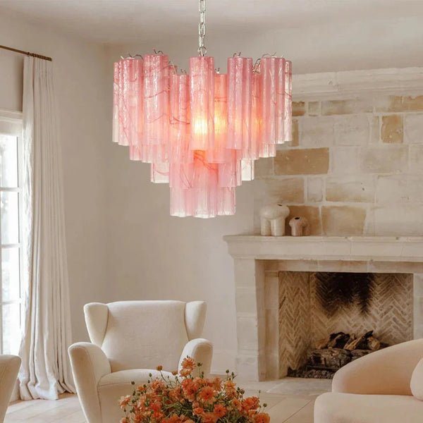 Pink Tubes Chandelier
