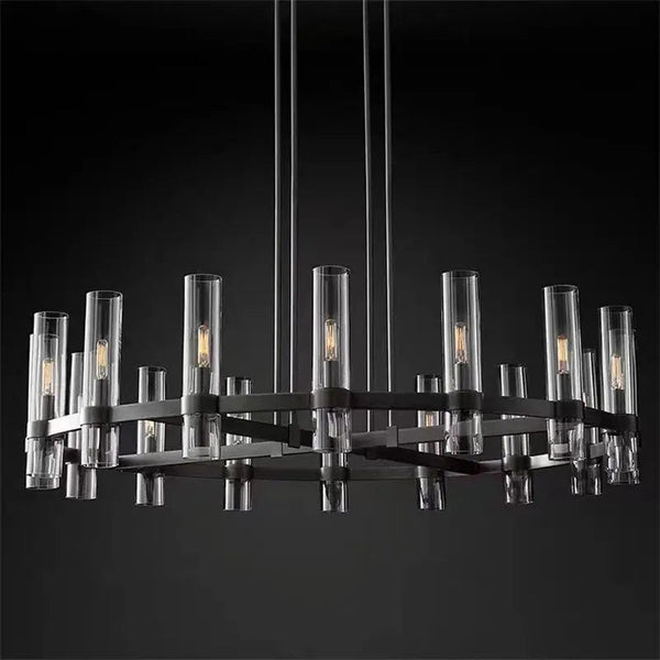 American Modern Metal Chandelier Gold & Black & Chrome