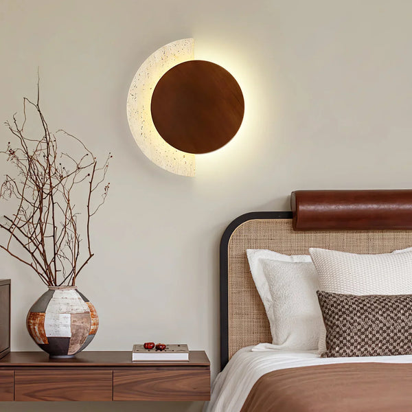 Travertine Crescent Halo Wall Sconce