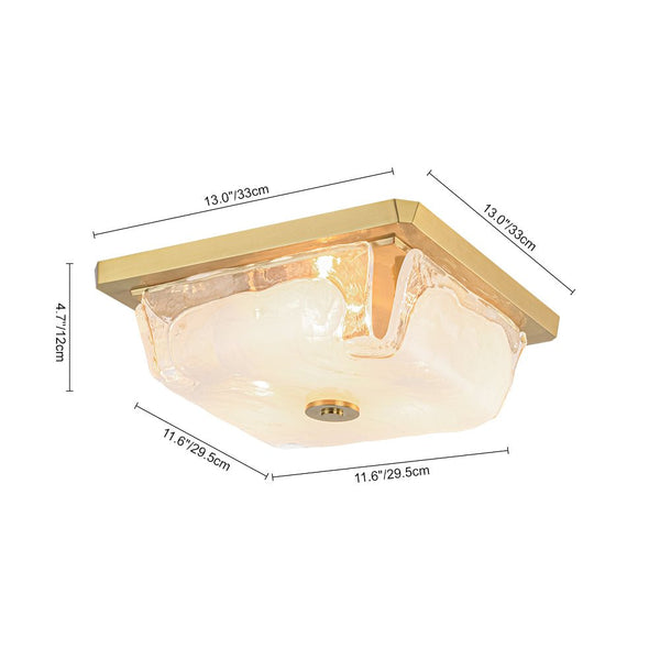 3-Light Square Cloud Glass Flush Mount
