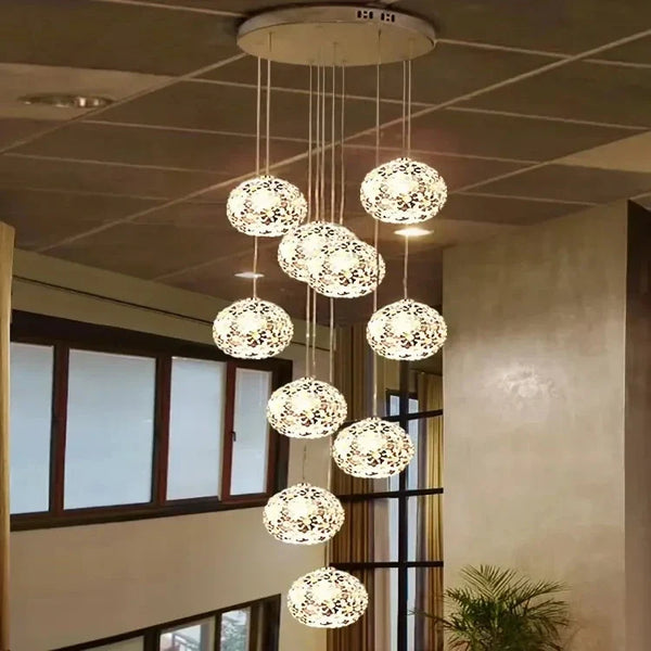 Modern Stainless Steel Petal Chandelier for Staircase
