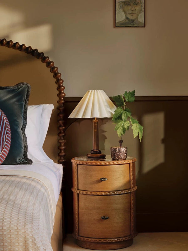 Wood Table Lamp | Pleated Ivory | CLBGDA45