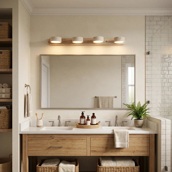 Travertine Duo Wood Wall Light