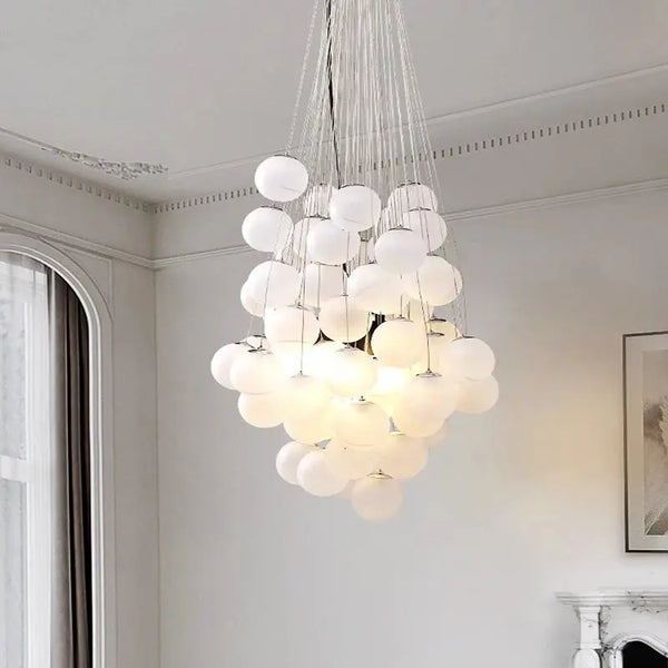 Indoor White Glass Bubble Pendant Ceiling Fixture