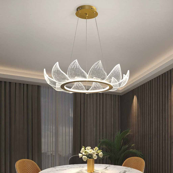 Chandelier Round Lotus Flower Petal LED Dimmable