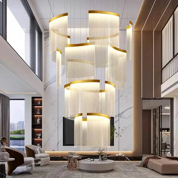 Nordic Ceiling Stair Chandelier Gold/Black
