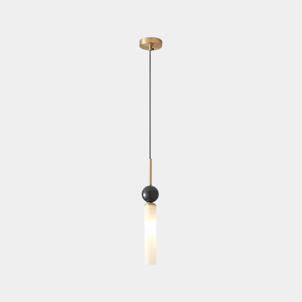Cylinder Pendant Light Marble Globe Vertical