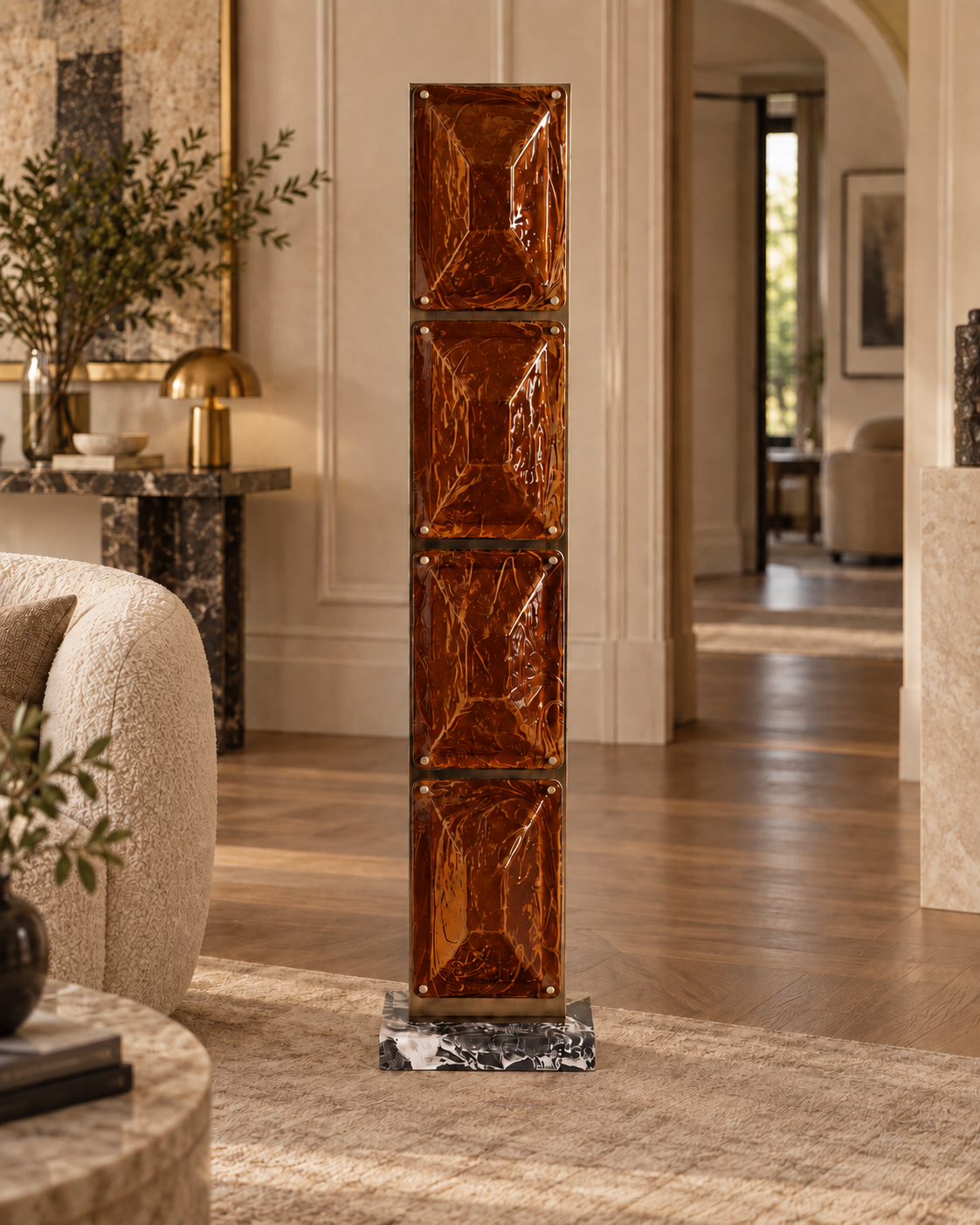 Tapered Glass Floor Lamp | Amber | CLTPG160A