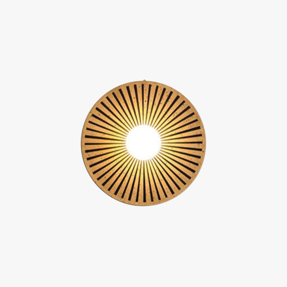 Wall Lamp Metal Body with Wood Rim Minimalist Style