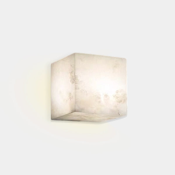 Alabaster Wall Sconce Lighting Minimalist Cube LED