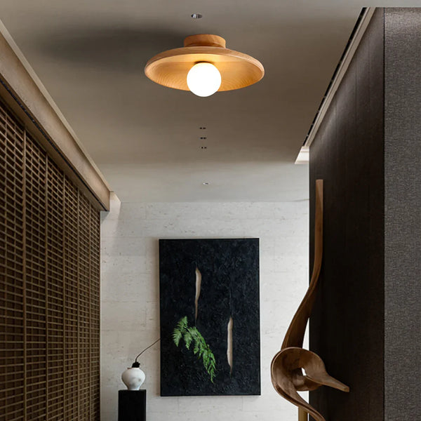 Nordic Wood Minimalist Round Hallway Ceiling Light