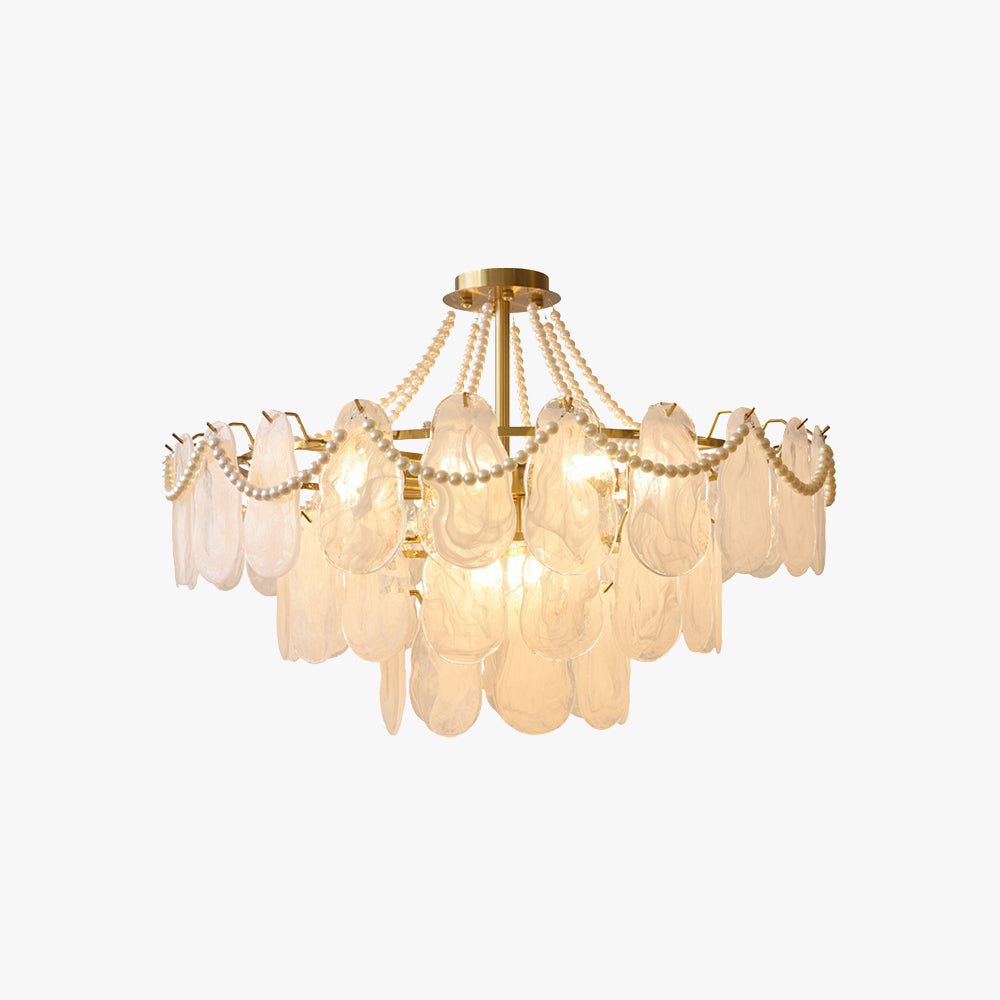 Kristy Elegant Pearl/Glass/Metal Chandelier, White
