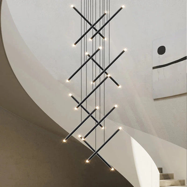 Seus Modern Long Chandelier for High Ceiling & Staircase