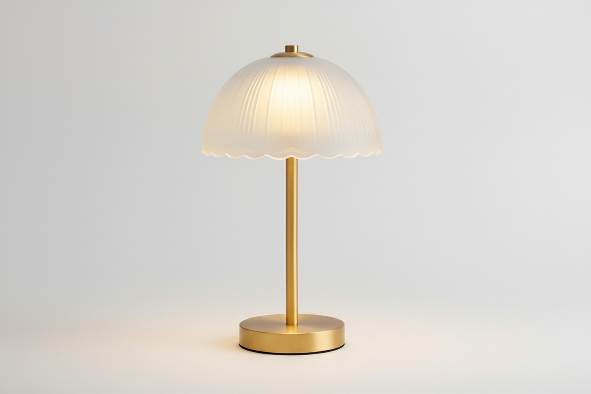 Mushroom Table Lamp | Gold & Frosted Glass | CLMSH025G