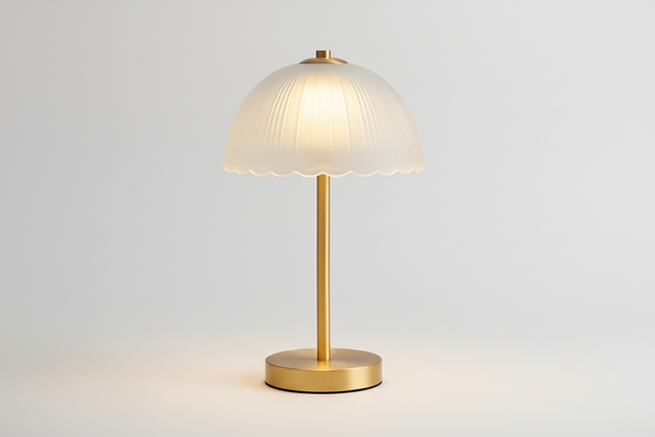 Mushroom Table Lamp | Gold & Frosted Glass | CLMSH025G