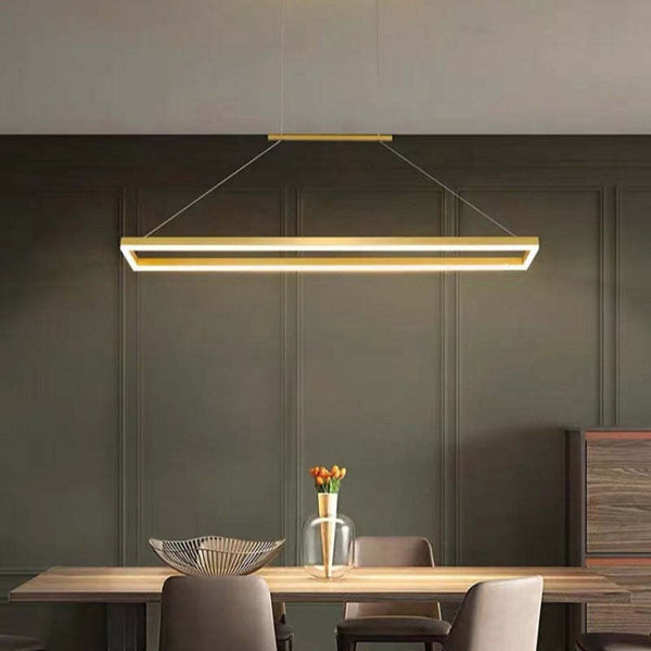 Modern Rectangular Wooden LED Dining Light Pendant
