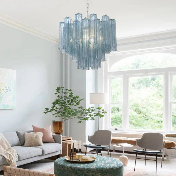 Fantastic Blue Tubes Chandelier