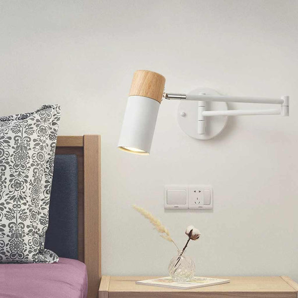 Wall Sconce Spotlight Nordic Wood Adjustable Swing Arm LED
