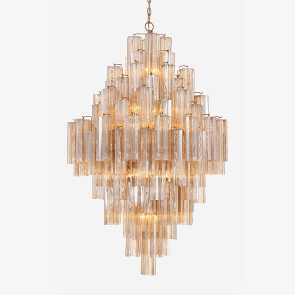 Eirorelle Diamond Chandelier Glass Tube Layered Amber