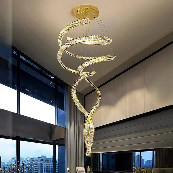 Modern Crystal Light Fixture for Staircase & Foyer & High Ceiling