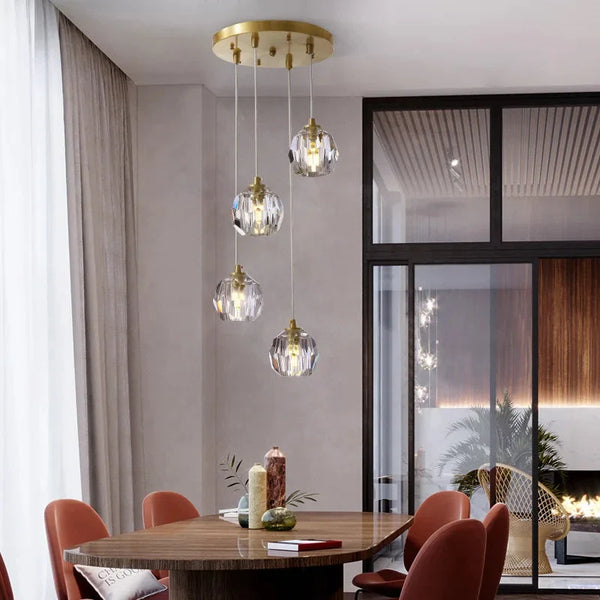 Gold Crystal Ball Chandelier for High Ceiling & Staircase