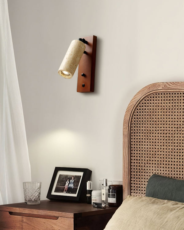 Noririse Wall Lamp Spotlight Yellow Travertine Wood