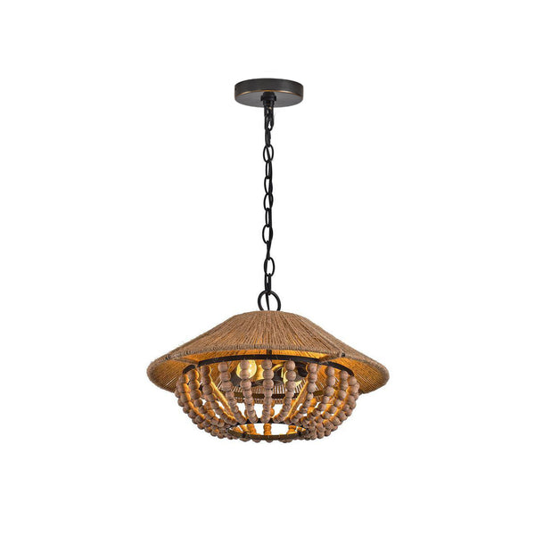 Elmarion Elegance Natural Farmhouse Wooden Pendant Lamp