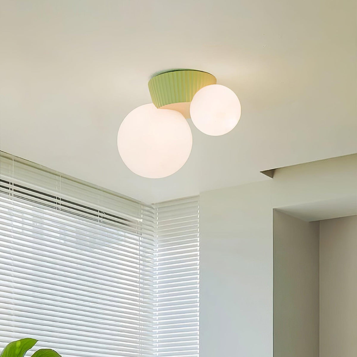 Ceiling Light Playful Asymmetry with Dual Frosted Glass Globes
