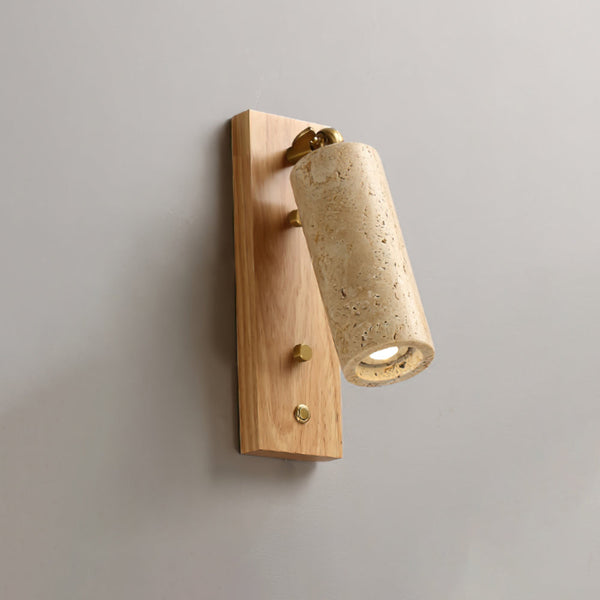 Noririse Wall Lamp Spotlight Yellow Travertine Wood