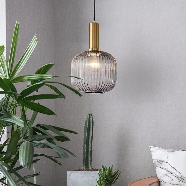 Nordic Striped Glass Lantern Pendant Light