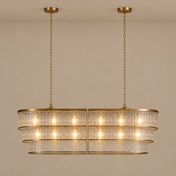 The Lucia Chandelier | Frosted Glass & Brass | CLND040