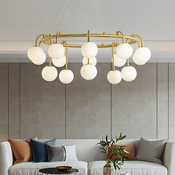 Alabaster Sphere Ring Chandelier