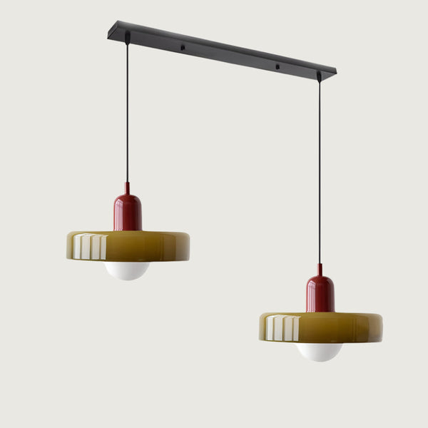 2 Heads Modern Bauhaus Stained Glass Pendant Lamp