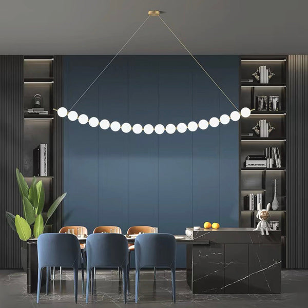 Necklace Pendant Light Brass White Globe LED
