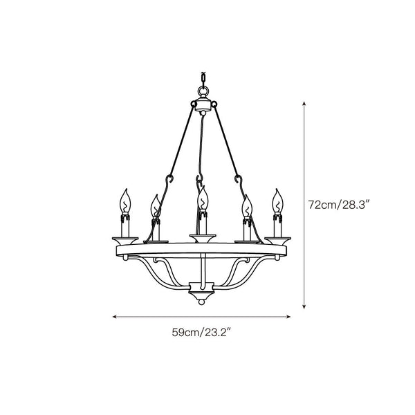 Rosalind Vintage Industrial Wheeler Wooden Chandelier