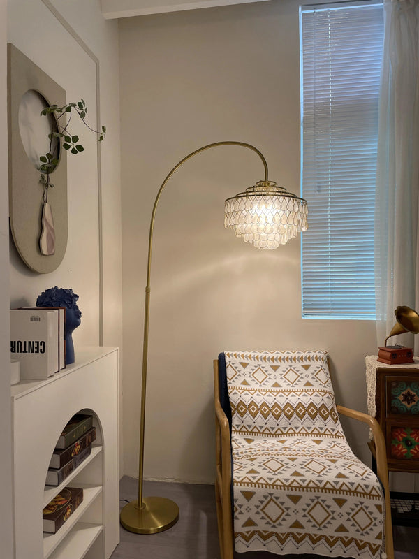 Teardrops Capiz Arc Floor Lamp