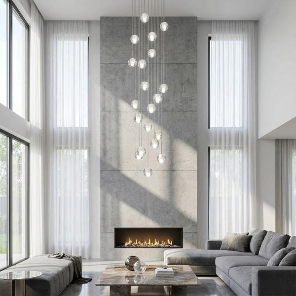 Modern Crystal Glass Bubble Chandelier for Foyer
