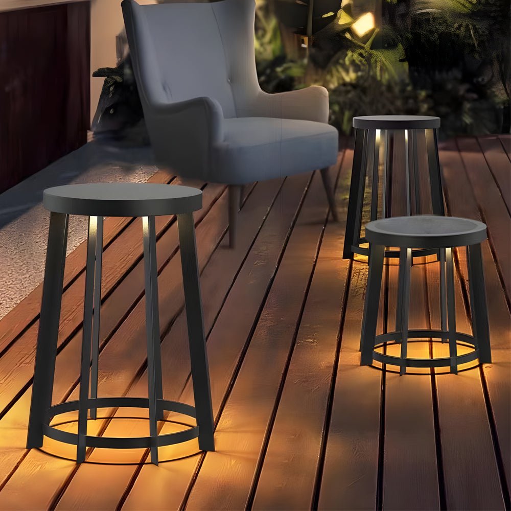 Orinivaya Round Stool Solar Classic Steel Outdoor Light