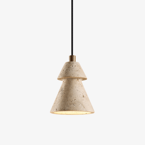 Tiered Travertine Cone Pendant Light