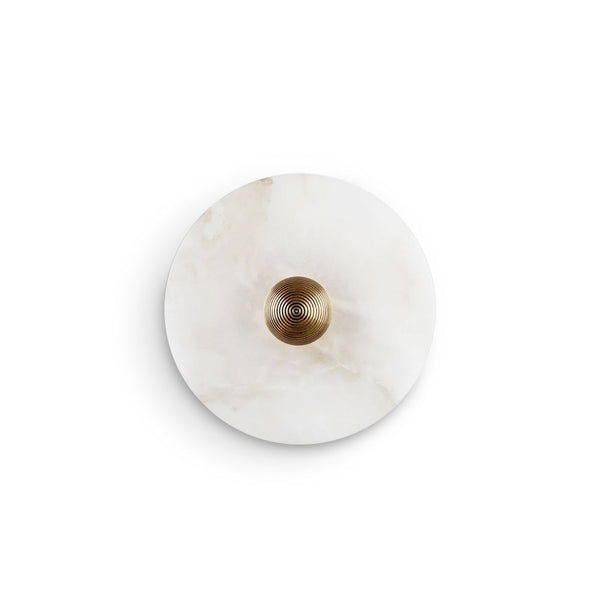 Round Wall Lamp Alabaster Fluted Brass