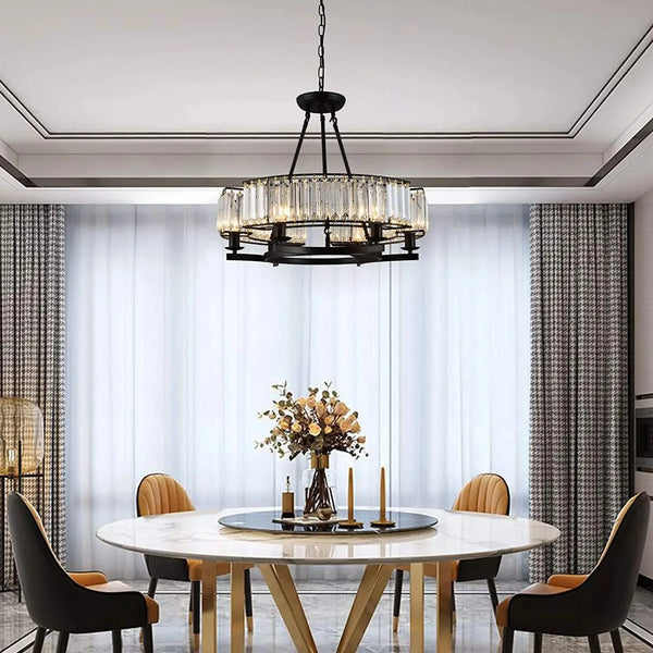 Alis Black Crystal Pendant Chandelier