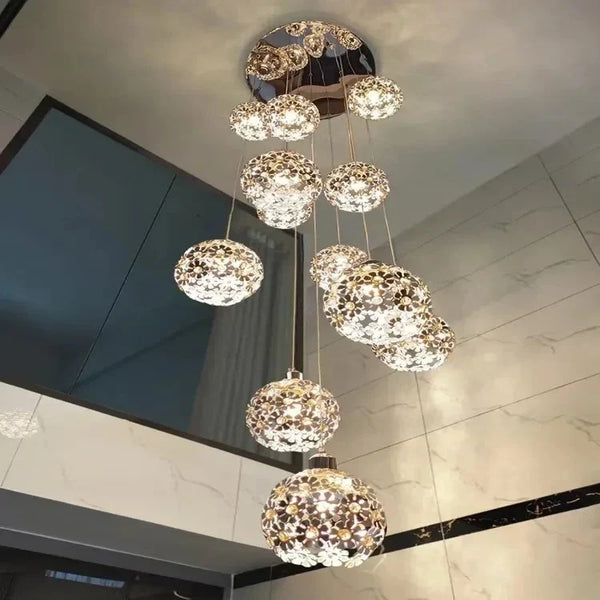 Modern Stainless Steel Petal Chandelier for Staircase