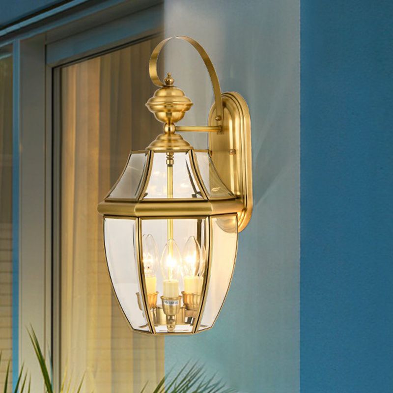 Ray Vintage Lantern Metal Outdoor Wall Lamp, Gold