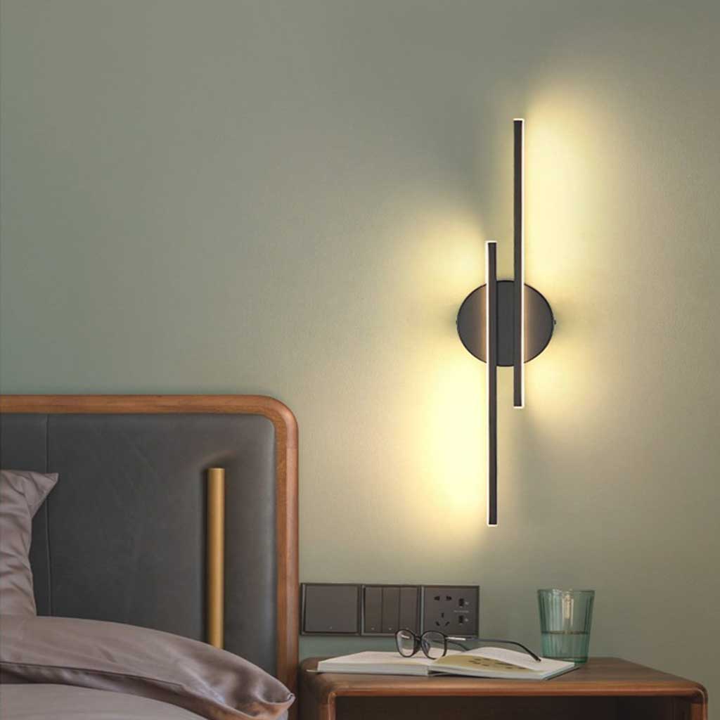 Wall Lamp Linear Minimalist Aluminum with 2 LED Light Bars, Black/White