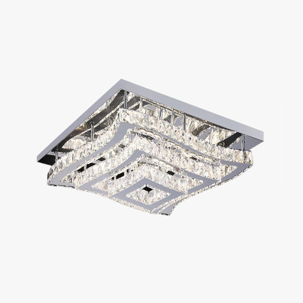 Kristy Luxury Square Metal/Glass Flush Mount Ceiling Light, Living Room