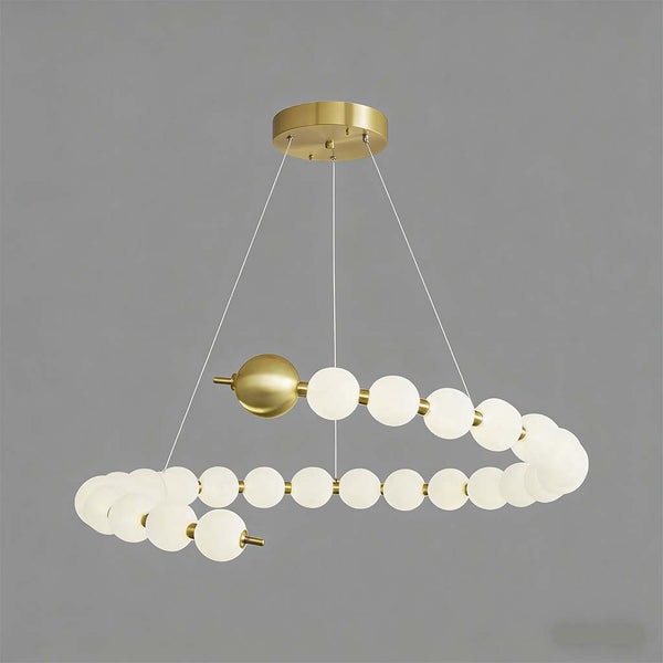 Pearl Chandelier Modern Acrylic Brass Ring Globe LED