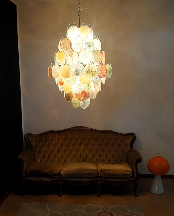 Round Colored Layered Glass Chandelier