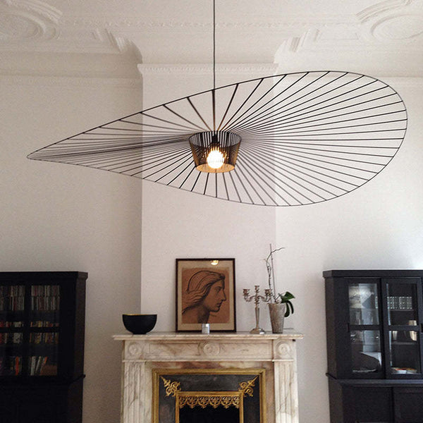 Modern Hat Pendant Light Fabric Shade Dimmable for Living Rooms